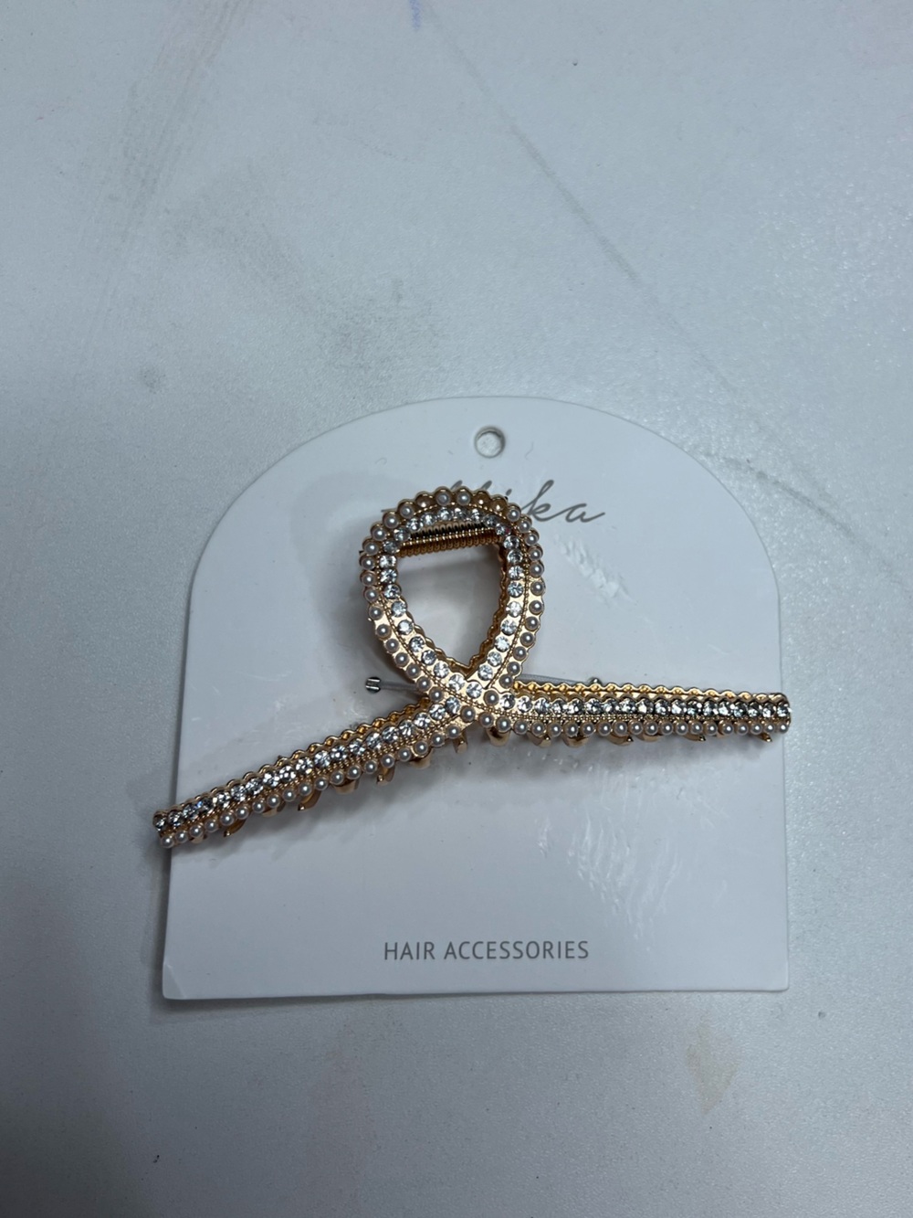 ettika Gold Loop Rhinestone Hair Clip